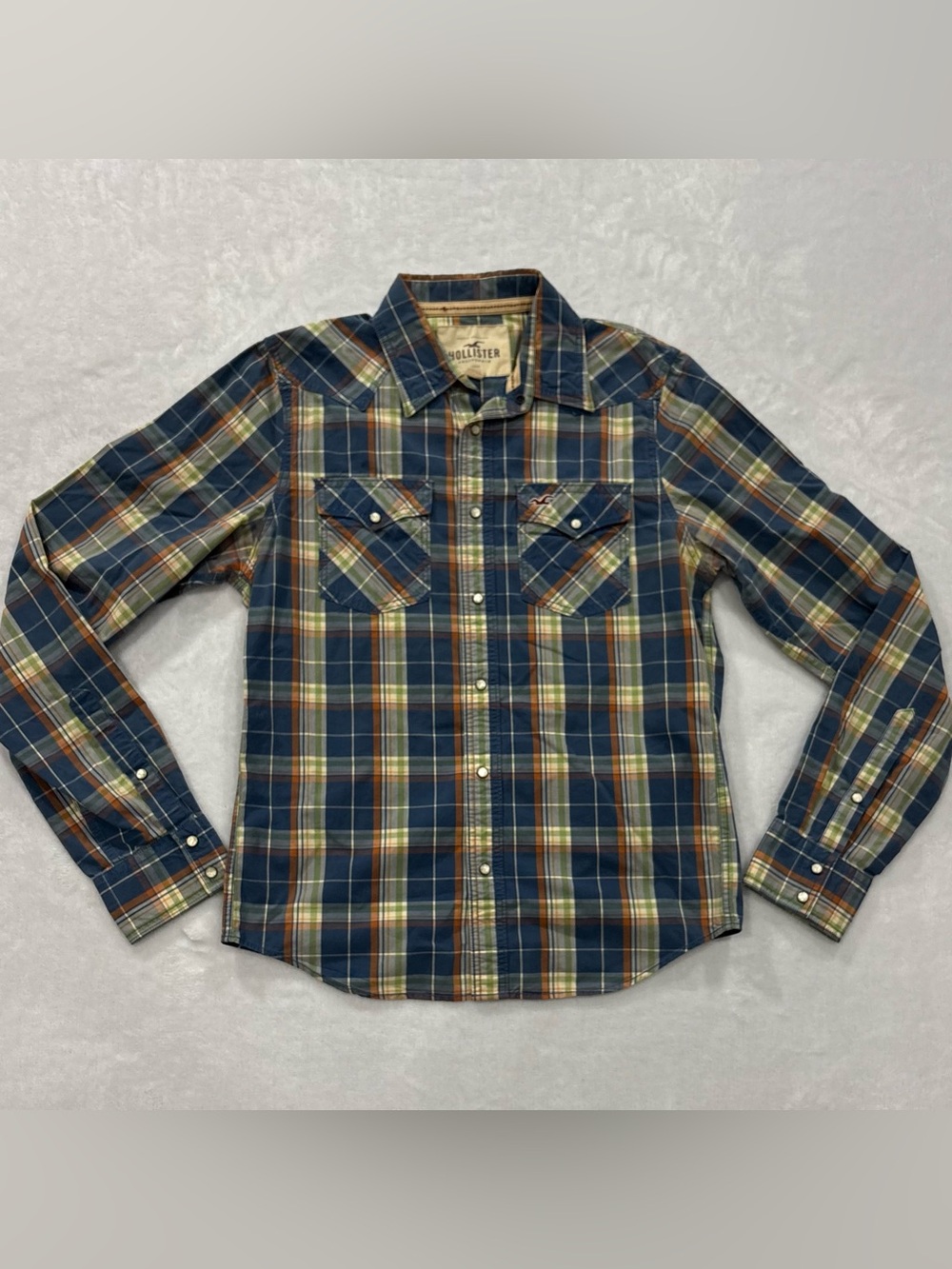 Hollister California Plaid Western Pearl Snap Long Sleeve Shirt Men’s Size XL